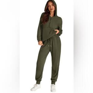 Two Piece Tracksuit Long Sleeve Zip Up Hoodie Sweatshirt Long Pants Drawstring S